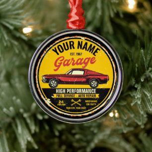 Speciaal 1967 Fastback Red Classic Car Garage Metalen Ornament