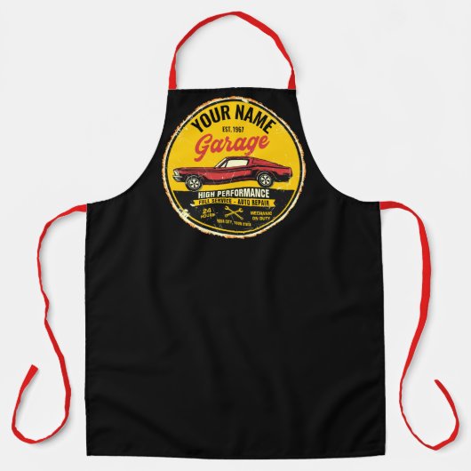 Speciaal 1967 Fastback Red Classic Car Garage Schort (Voorkant)