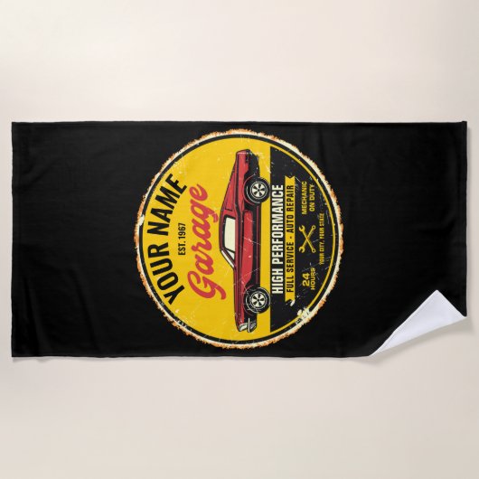 Speciaal 1967 Fastback Red Classic Car Garage Strandlaken (Voorkant)