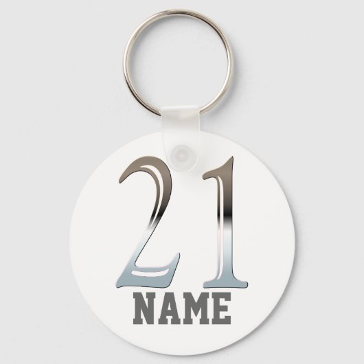 Speciaal 21e verjaardag Silver | Nummer 21 Sleutelhanger (Voorkant)