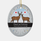 Speciaal 25th Wedding Jubileum, Buck & Doe Keramisch Ornament (Rechts)