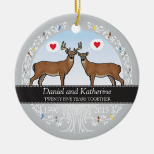 Speciaal 25th Wedding Jubileum, Buck & Doe Keramisch Ornament