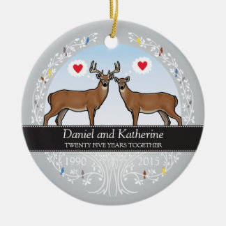 Speciaal 25th Wedding Jubileum, Buck & Doe Keramisch Ornament