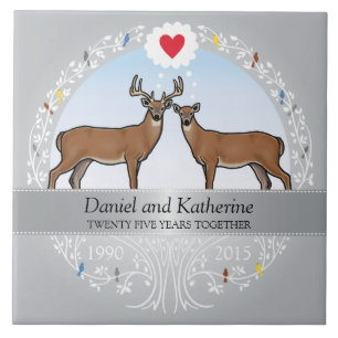 Speciaal 25th Wedding Jubileum, Buck & Doe Tegeltje