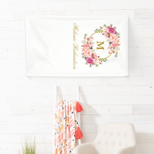 Speciaal 3 - Waterverf roze Floral Gold Spandoek (Insitu)