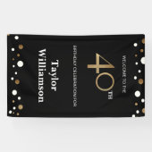 Speciaal 40e verjaardag Gold en zwart confetti Spandoek (Horizontaal)