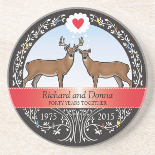 Speciaal 40th Wedding Jubileum, Buck & Doe Zandsteen Onderzetter