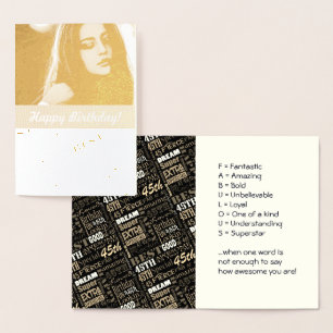 Speciaal 45e geboortedag fotoMonogram Folie Kaarten