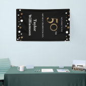 Speciaal 50e verjaardag Gold en zwart confetti Spandoek (Beurs)