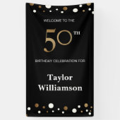 Speciaal 50e verjaardag Gold en zwart confetti Spandoek (Verticaal)