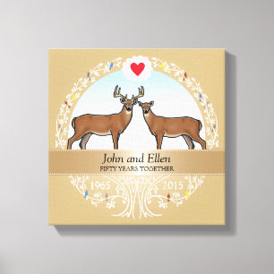 Speciaal 50th Wedding Jubileum, Buck & Doe Canvas Afdruk