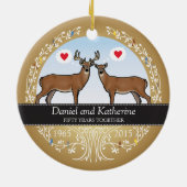 Speciaal 50th Wedding Jubileum, Buck & Doe Keramisch Ornament (Achterkant)