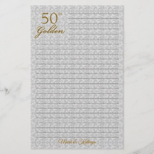 Speciaal 50th Wedding Jubileum Stationery Briefpapier (Voorkant)