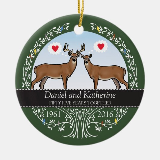 Speciaal 55th Wedding Jubileum, Buck & Doe Keramisch Ornament (Voorkant)