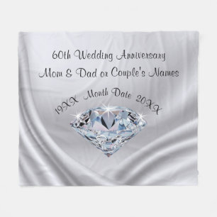 Speciaal 60e Jubileum mandje met diamant Fleece Deken