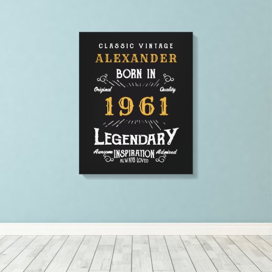 Speciaal 60e verjaardag, 1961  zwart canvas afdruk (Insitu (Houten vloer))