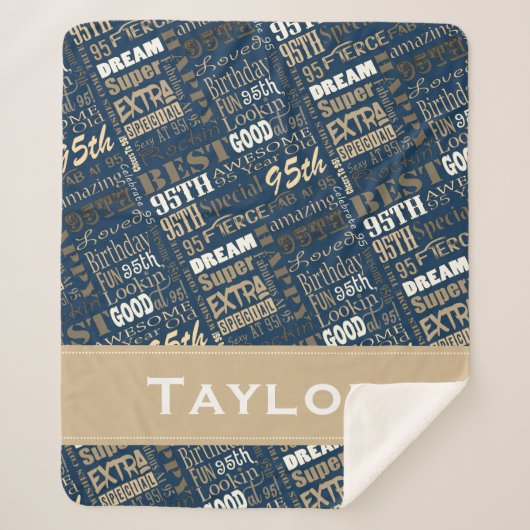 Speciaal 95e geboortedag fotoMonogram Sherpa Deken (Voorkant)