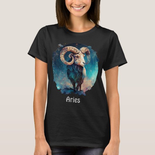 Speciaal aangepaste Aries Zodiac Ram Astrology T-shirt (Voorkant)