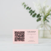 Speciaal aangepaste QR-code Modern roze Logo Visitekaartje (Staand voorkant)