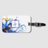 Speciaal Abstract blauw-vlot-art Agate-naam Bagagelabel (Voorkant (horizontaal))