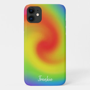 Speciaal Abstract regenbooggolfwerk iPhone 11 Hoesje