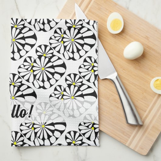 Speciaal Abstract zwart-wit ontwerp | Theedoek (Quarter Fold)