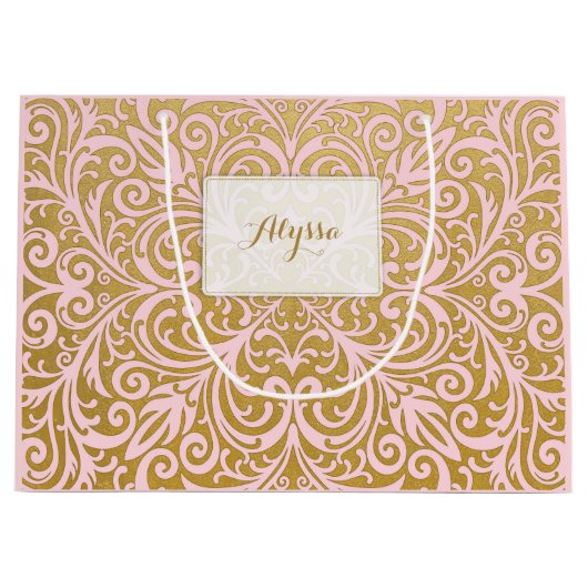 Speciaal afbeelding en glam - Roze en goud Groot Cadeauzakje (Voorkant)