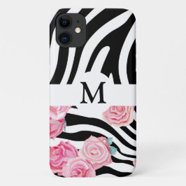 Speciaal afdrukken in Floral Black en White iPhone 11 Hoesje