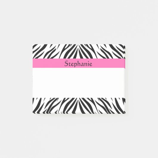 Speciaal afdrukken in zwart, wit, warm roze zebra post-it® notes (Voorkant)