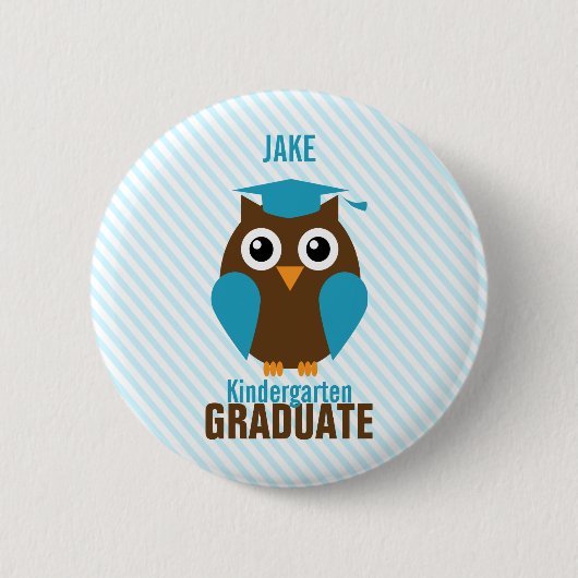 Speciaal Afstuderen Cute Blue Owl Kindergarten Ronde Button 5,7 Cm (Voorkant)
