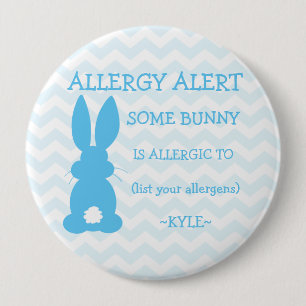 Speciaal alarm voor voedselallergie Pasen Bunny Bl Ronde Button 4,0 Cm