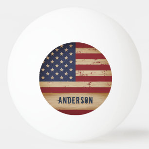 Speciaal Amerikaans Vlag Rustic Wood Patriottic Pingpongballen