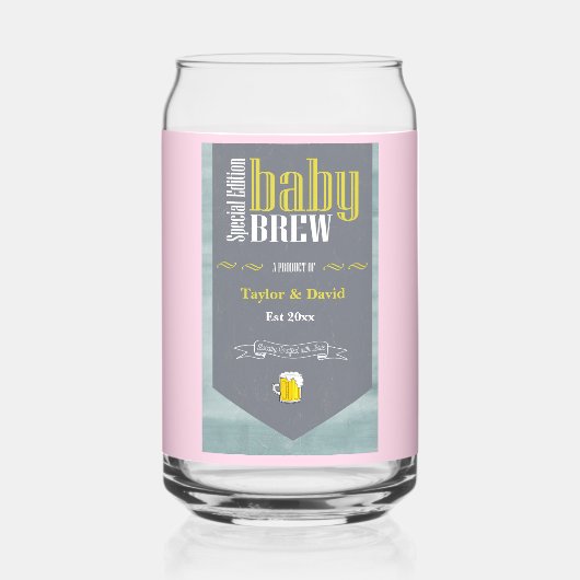 Speciaal Baby Brew Bier Label Funny Shower Blikvorm Glas (Voorkant)