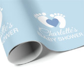 Speciaal BABY SHOWER Blauwe voeten Cadeaupapier (Rol Hoek)