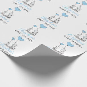 Speciaal BABY SHOWER Blue Elephant BOY Cadeaupapier