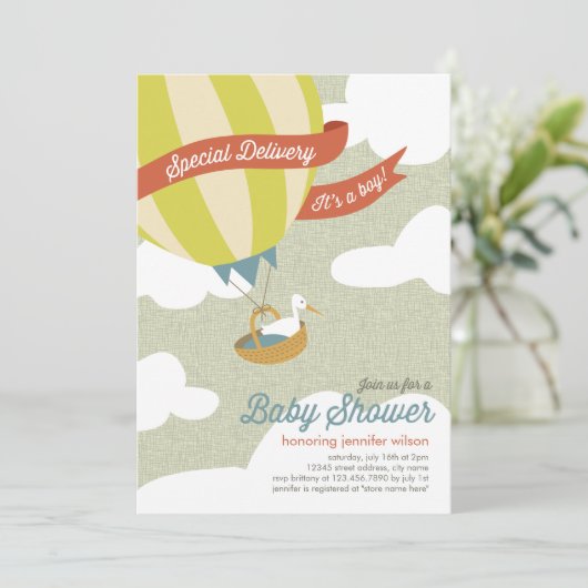 Speciaal Baby shower van levering Uitnodiging - jo (Staand voorkant)