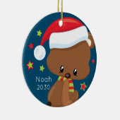 Speciaal Baby Woodlands Santa Beer Kerstmis Keramisch Ornament (Rechts)