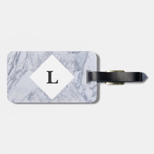 Speciaal bagagelabel witte marmer (Achterkant horizontaal)