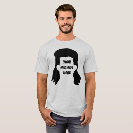 Speciaal bericht Funny Mullet Graphic T-shirt (Voorkant volledig)