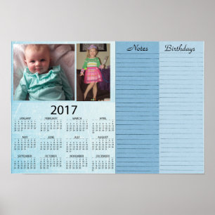 Speciaal blauw 2017-kalender met Baby foto Poster