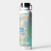 Speciaal blauw en tan beluistert vloeiende kunst waterfles (Achterkant)