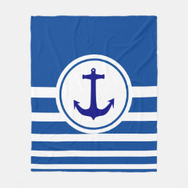 Speciaal blauw en wit gestreept marineblauw anker fleece deken