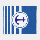 Speciaal blauw en wit gestreept marineblauw anker fleece deken (Voorkant (Horizontaal))