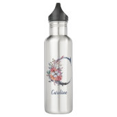 Speciaal Blauw Floral Monogram C Waterfles (Links)