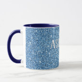 Speciaal blauw, sparkly glitter met naam Koffie Mok (Links)