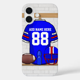 Speciaal Blauw Wit Football Jersey iPhone 16 Hoesje
