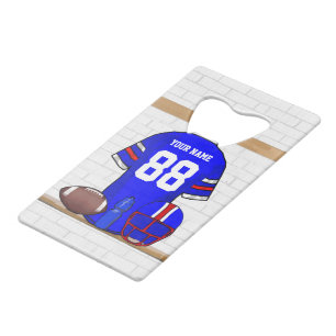 Speciaal Blauw Wit Football Jersey Kredietkaart Flessenopener