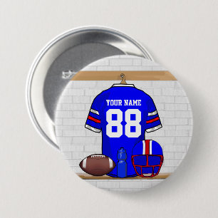 Speciaal Blauw Wit Football Jersey Ronde Button 7,6 Cm