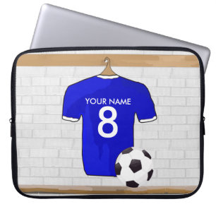 Speciaal Blauw Wit Football Soccer Jersey Laptop Sleeve