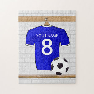 Speciaal Blauw Wit Football Soccer Jersey Legpuzzel